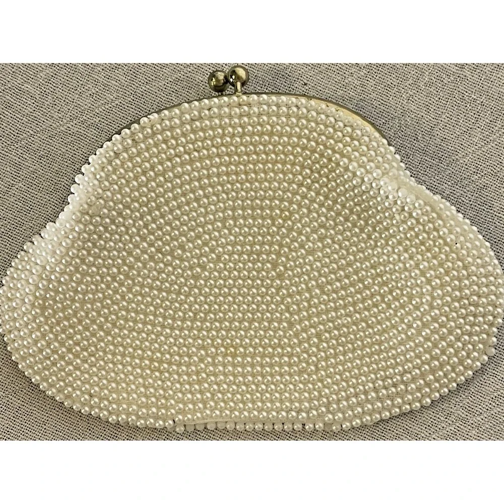 Vintage Bags by SUSAN Japan‎ Beaded Pearl Coin Purse Holder #36753